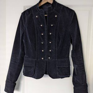 Vintage utility military navy velour jacket